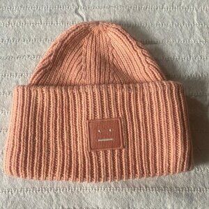 ?? ACNE STUDIOS PANSY BEANIE PEACH 56 cm 100% WOOL